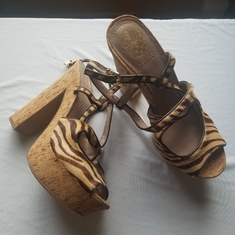 Thick Heel Platform Fuzzy Animal Print Heels